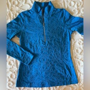 Snoskins quarter zip, blue long sleeve top, size S